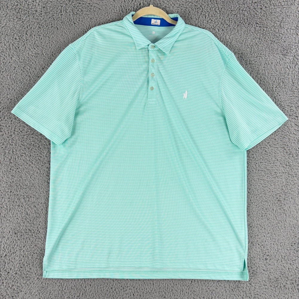 Johnnie-O Hangin Out Polo Shirt Mens XXL Mint Green Striped Golf Casual JMP02710